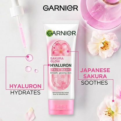 Garnier - Sakura Glow Hyaluron Face Wash Even For Sensitive Skin - 100ml (Indonesia)