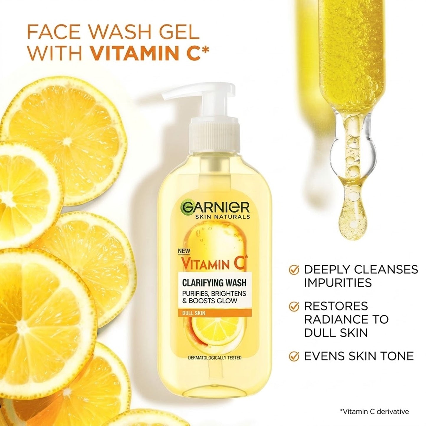 Garnier - Skin Naturals Vitamin C Clarifying Wash For Dull Skin - 200ml (Poland)