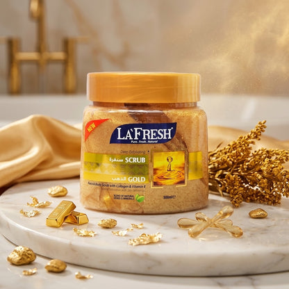 La Fresh - Deep Exfoliating Gold Face & Body Scrub With Collagen & Vitamin E - 500ml (UAE)