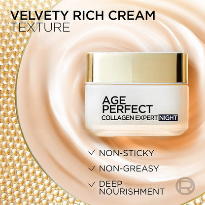 L'Oreal Paris - Age Perfect Collagen Expert Retightening Night Cream With Collagen Peptide Fractions - 50ml (Germany)