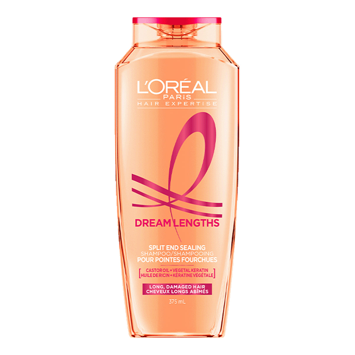 L'Oreal Paris - Elvive Dream Lengths Split End Sealing Shampoo With Castor Oil + Vegetal Keratin For Long, Damaged Hair - 375ml (USA)