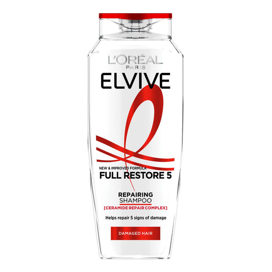 L'Oreal Paris - Elvive Full Restore 5 Repairing Shampoo With Ceramide Repair Complex For Damaged Hair - 400ml (France)