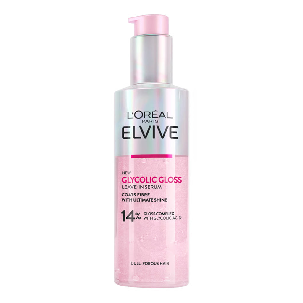L'Oreal Paris - Elvive Glycolic Gloss Leave-In Serum With 14% Glycolic Complex With Glycolic Acid For Dull, Porous Hair - 150ml (France)