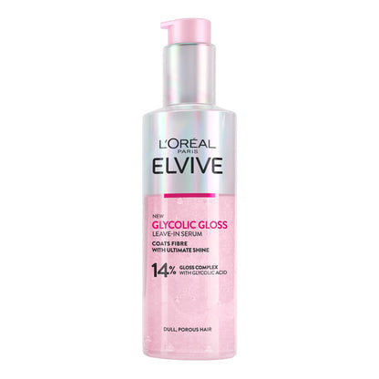 L'Oreal Paris - Elvive Glycolic Gloss Leave-In Serum With 14% Glycolic Complex With Glycolic Acid For Dull, Porous Hair - 150ml (France)