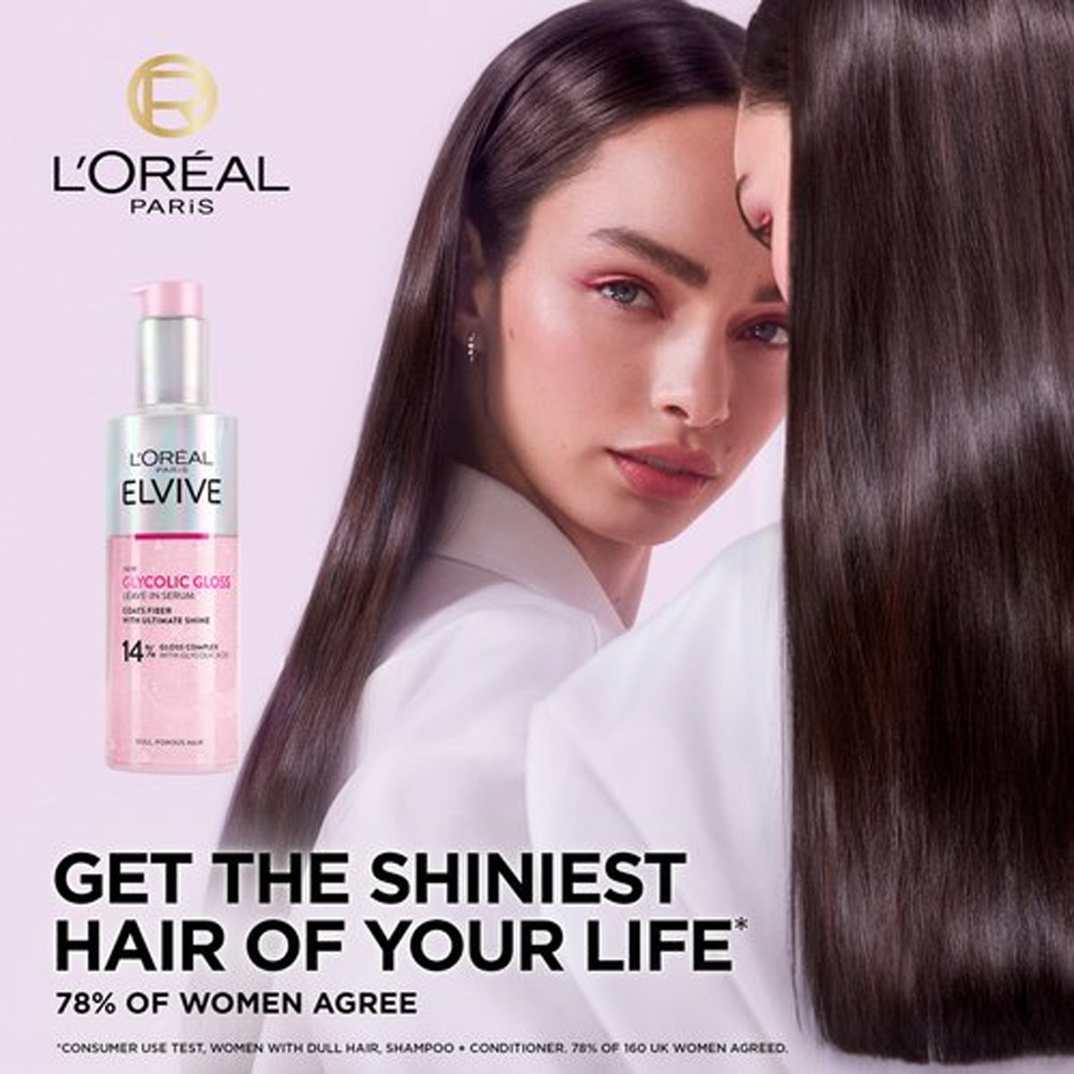 L'Oreal Paris - Elvive Glycolic Gloss Leave-In Serum With 14% Glycolic Complex With Glycolic Acid For Dull, Porous Hair - 150ml (France)