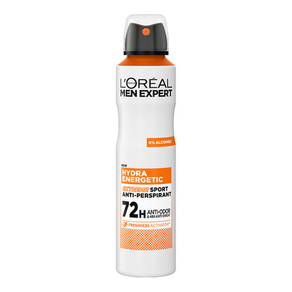 L'Oreal Paris Men Expert - Hydra Energetic Extreme Sport 72H Anti-Odour & 48H Anti-Sweat Anti-Perspirant Spray - 250ml (France)