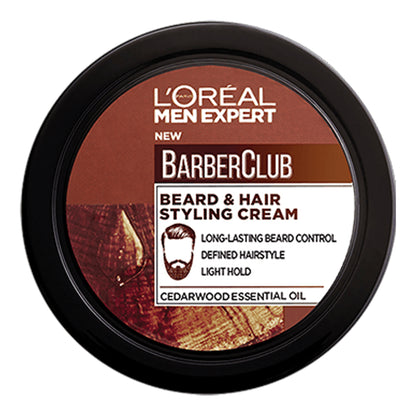 L'Oreal Paris Men Expert - Barber Club Beard & Hair Styling Cream With Cedarwood Essential Oil - 75ml (Spain)