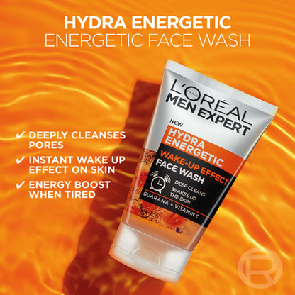 L'Oreal Paris Men Expert - Hydra Energetic Make-Up Effect Face Wash With Guarana + Vitamin C - 100ml (Germany)