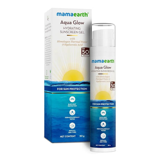 Mamaearth - Aqua Glow Hydrating Sunscreen Gel With Himalayan Thermal Water & Hyaluronic Acid For Sun Protection SPF 50 PA+++ - 50g