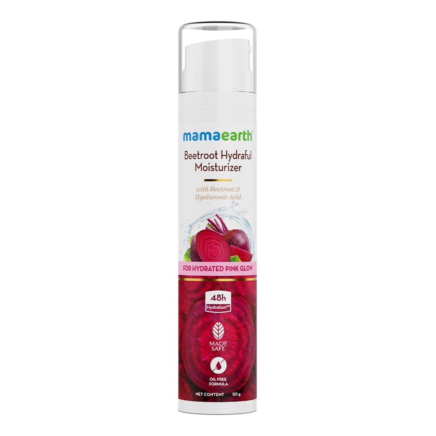 Mamaearth - Beetroot Hydraful Moisturizer With Beetroot & Hyaluronic Acid For Hydrated Pink Glow - 50g