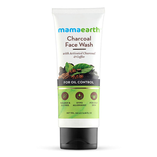 MAMAEARTH - CHARCOAL FACE WASH WITH ACTIVATED CHARCOAL & COFFEE FOR OIL CONTROL - 100ML