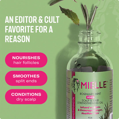 Mielle - Rosemary Mint Light Scalp & Hair Strengthening Oil Infused With Biotin & Encourages Longer, Healthier Hair - 59ml (USA)