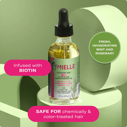 Mielle - Rosemary Mint Light Scalp & Hair Strengthening Oil Infused With Biotin & Encourages Longer, Healthier Hair - 59ml (USA)