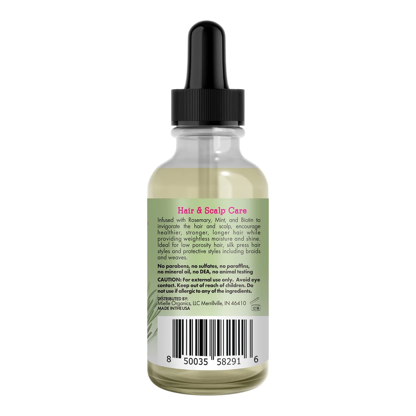 Mielle - Rosemary Mint Light Scalp & Hair Strengthening Oil Infused With Biotin & Encourages Longer, Healthier Hair - 59ml (USA)