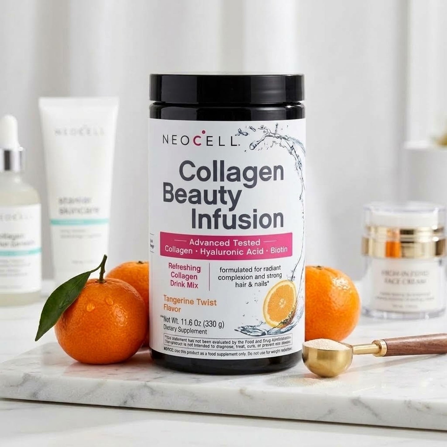 Neocell - Collagen Beauty Infusion Tangerine Twist Flavor Refreshing Collagen Drink Mix With Collagen + Hyaluronic Acid + Biotin - 330g (USA)