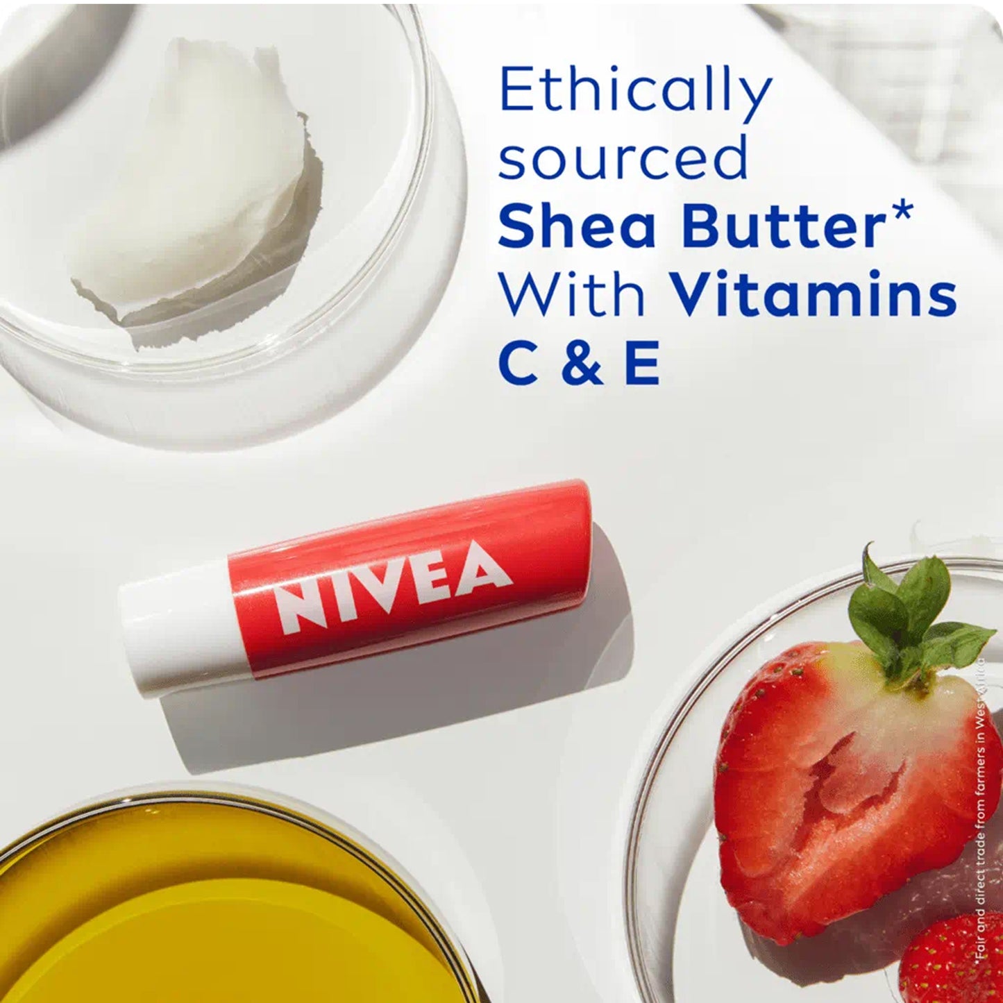 Nivea - Strawberry Shine 24H Moisture Lip Balm With Shea Butter & Natural Oils Enriched With Vitamins - 4.8g (Thailand)