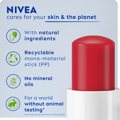 Nivea - Strawberry Shine 24H Moisture Lip Balm With Shea Butter & Natural Oils Enriched With Vitamins - 4.8g (Thailand)
