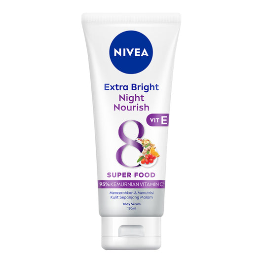 Nivea - Extra Bright Night Nourish 8 Super Food Body Serum With Vitamin E - 180ml