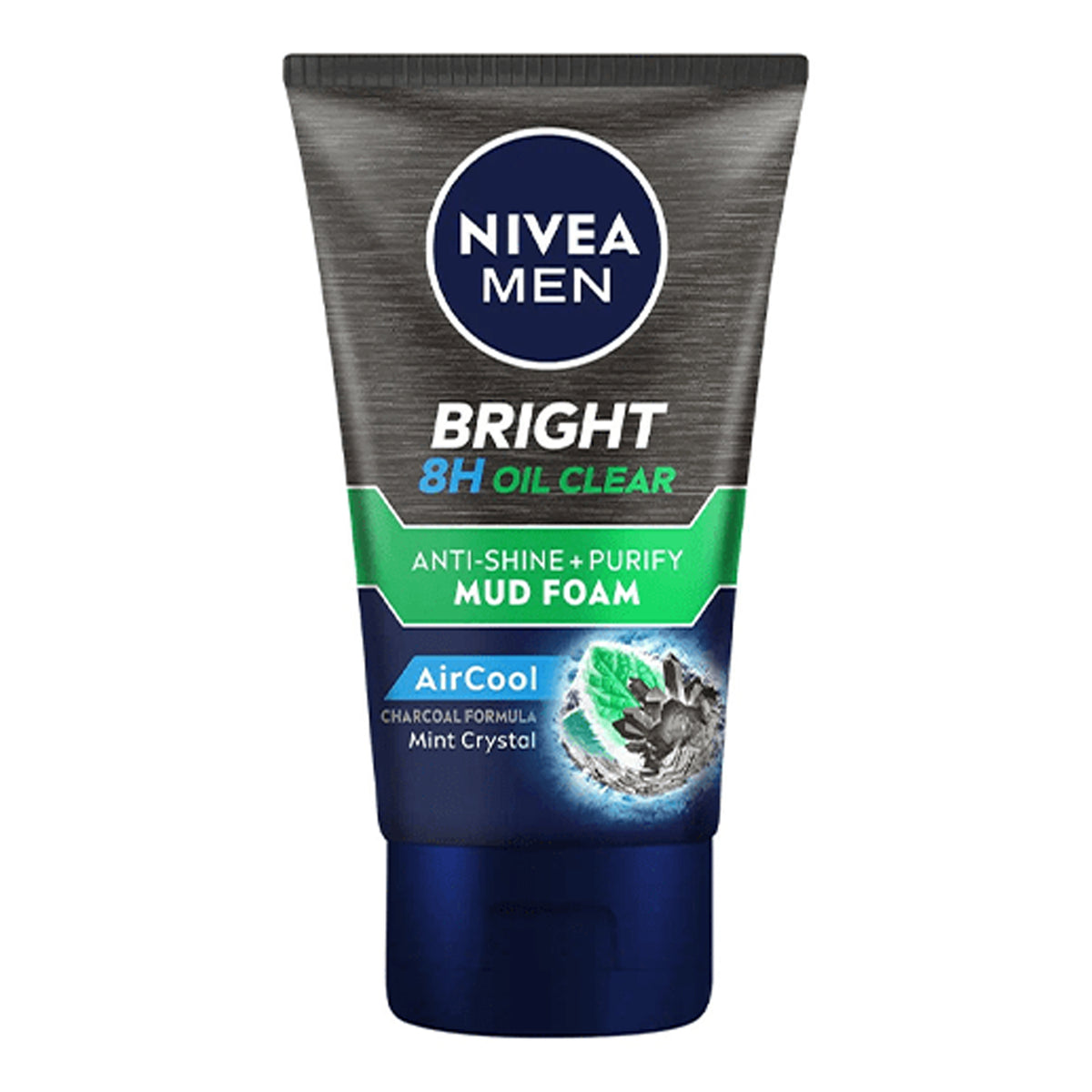 Nivea Men - Bright 8H Oil Clear Anti-Shine + Purify Mud Foam With Air Cool Charcoal Formula & Mint Crystal - 100ml (Indonesia)