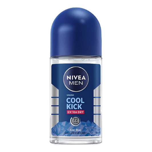 Nivea Men - Cool Kick Extra Dry Cool Blue 72H Anti-Perspirant Roll On - 50ml (Indonesia)