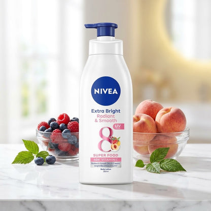 Nivea - Extra Bright Radiant & Smooth 8 Super Food Body Lotion With UV Filter - 380ml (Thailand)