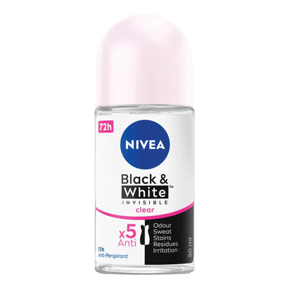 Nivea - Black & White Invisible Clear 72H Anti-Perspirant Roll On - 50ml (Thailand)