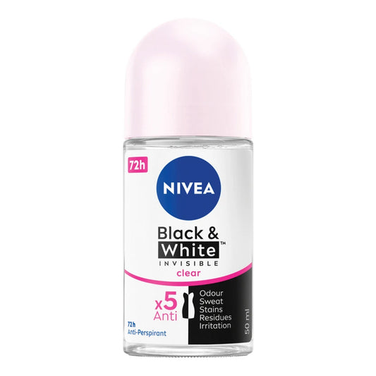 Nivea - Black & White Invisible Clear 72H Anti-Perspirant Roll On - 50ml (Thailand)