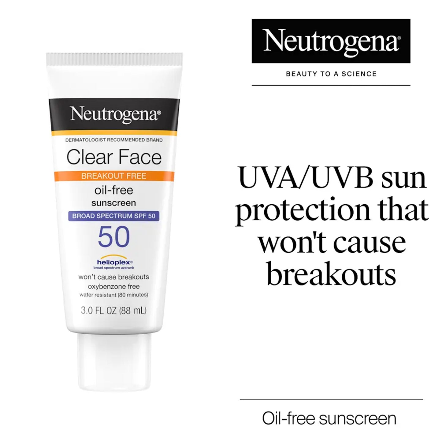 Neutrogena - Clear Face Breakout-Free Oil-Free Oxybenzone-Free Water Resistant Sunscreen Broad Spectrum SPF 50 - 88ml (Canada)