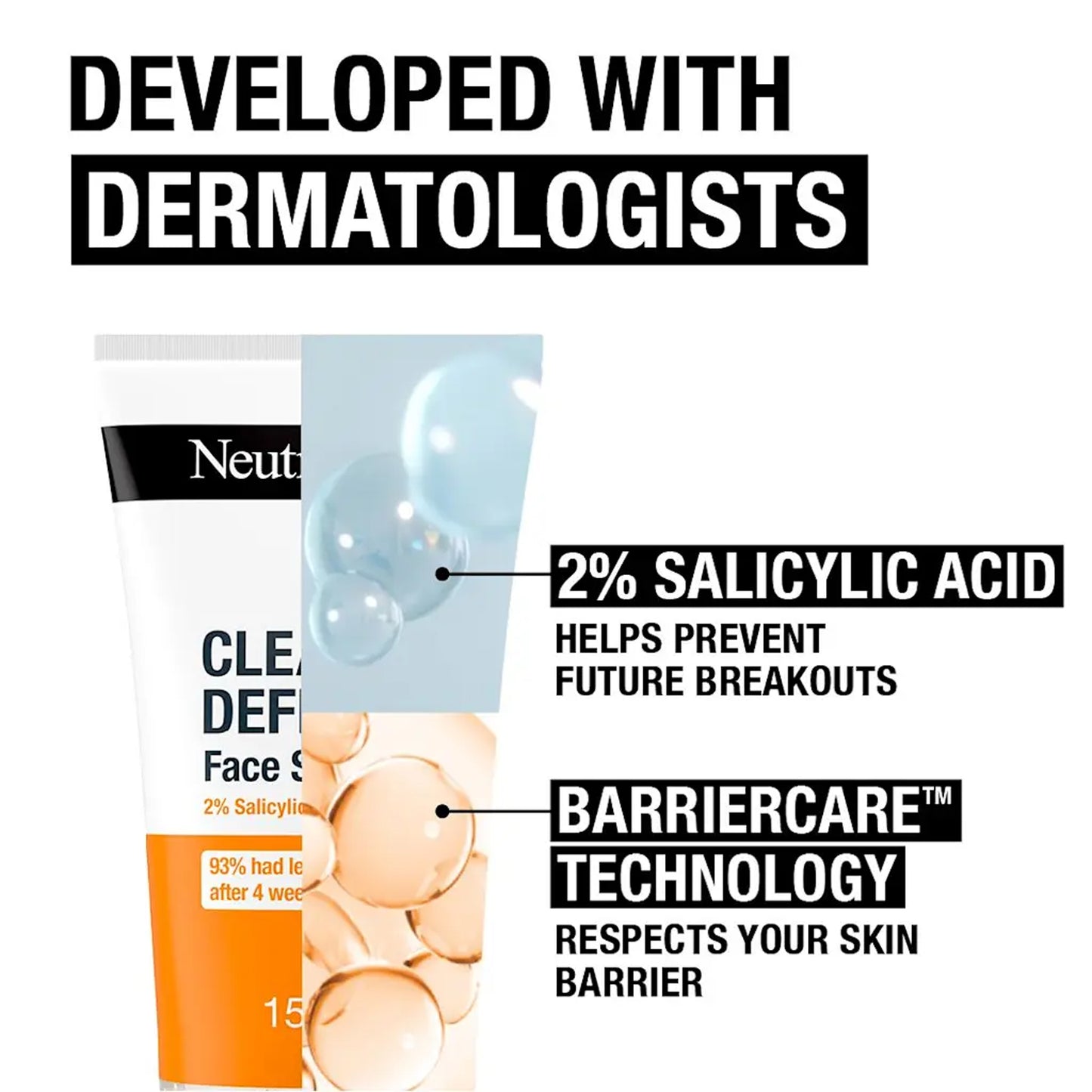 Neutrogena - Clear & Defend 2% Salicylic Acid Face Scrub Suitable For Spot-Prone Skin - 150ml (France)