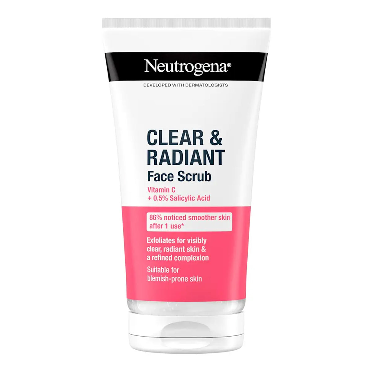 Neutrogena - Clear & Radiant Vitamin C + 0.5% Salicylic Acid Face Scrub Suitable For Blemish-Prone Skin - 150ml (France)