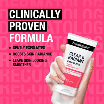 Neutrogena - Clear & Radiant Vitamin C + 0.5% Salicylic Acid Face Scrub Suitable For Blemish-Prone Skin - 150ml (France)