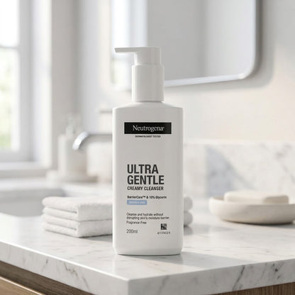 Neutrogena - Ultra Gentle Fragrance-Free Creamy Cleanser With Barrier Care & 10% Glycerin For Sensitive Skin - 200ml (Thailand)