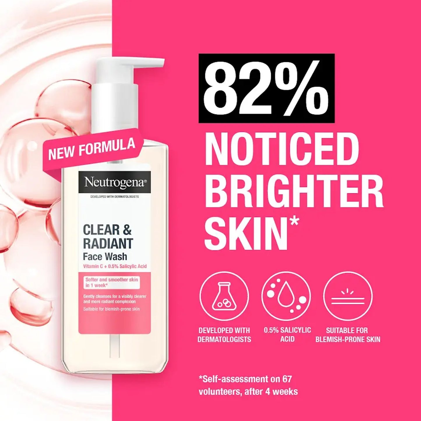 Neutrogena - Clear & Radiant Vitamin C & Pink Grapefruit Oil-Free Face Wash Suitable For Normal Skin - 200ml (Greece)