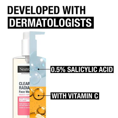 Neutrogena - Clear & Radiant Vitamin C & Pink Grapefruit Oil-Free Face Wash Suitable For Normal Skin - 200ml (Greece)