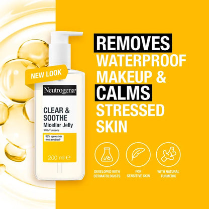 Neutrogena - Clear & Soothe Turmeric Oil-Free Micellar Jelly Makeup Remover Suitable For Spot-Prone Skin - 200ml (Greece)