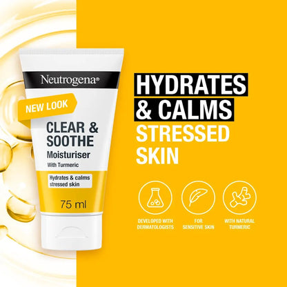 Neutrogena - Clear & Soothe Turmeric Oil-Free Moisturizer Suitable For Normal & Sensitive Skin - 75ml (France)