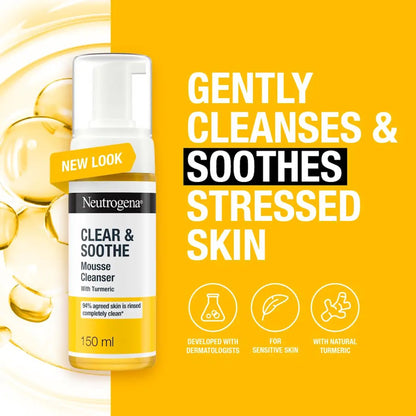 Neutrogena - Clear & Soothe Turmeric Oil-Free Mousse Cleanser Suitable For Normal & Sensitive Skin - 150ml (Greece)