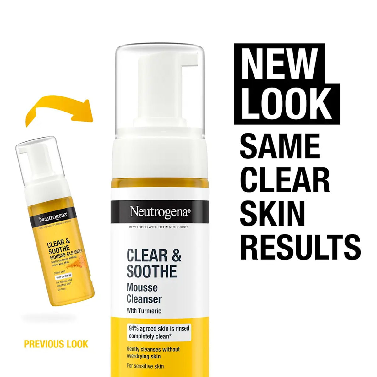 Neutrogena - Clear & Soothe Turmeric Oil-Free Mousse Cleanser Suitable For Normal & Sensitive Skin - 150ml (Greece)