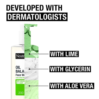 Neutrogena - Oil Balancing Lime & Aloe Vera Facial Wash Suitable For Oily Skin - 200ml (Greece)
