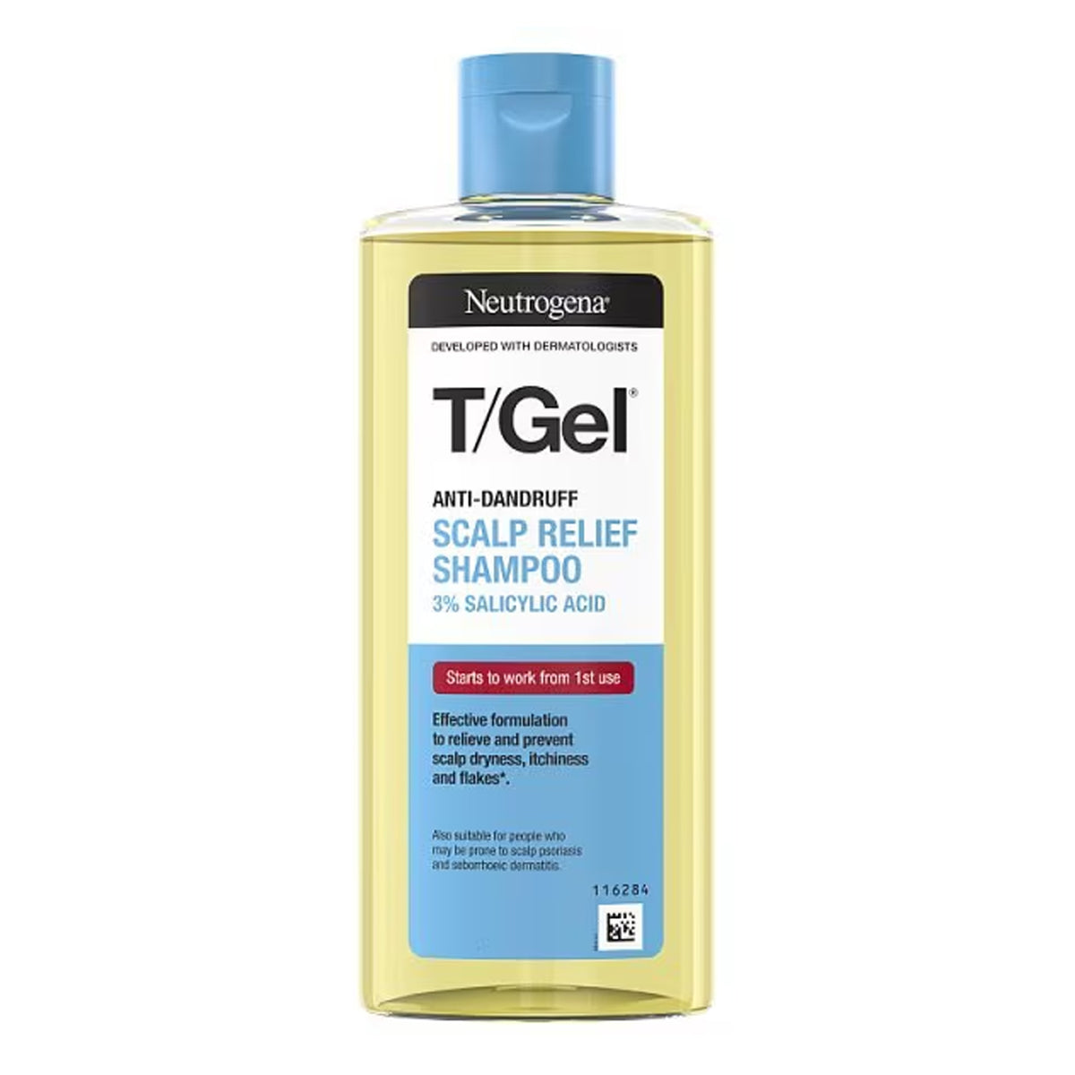 Neutrogena - T/Gel 3% Salicylic Acid + 0.75% Piroctone Olamine Fragrance-Free Anti-Dandruff Scalp Relief Shampoo Suitable For Color-Treated Hair - 250ml (Greece)