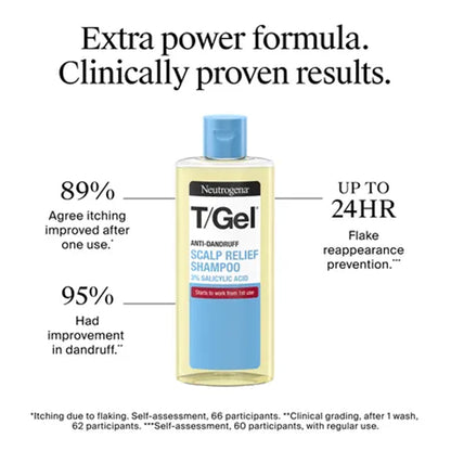Neutrogena - T/Gel 3% Salicylic Acid + 0.75% Piroctone Olamine Fragrance-Free Anti-Dandruff Scalp Relief Shampoo Suitable For Color-Treated Hair - 250ml (Greece)