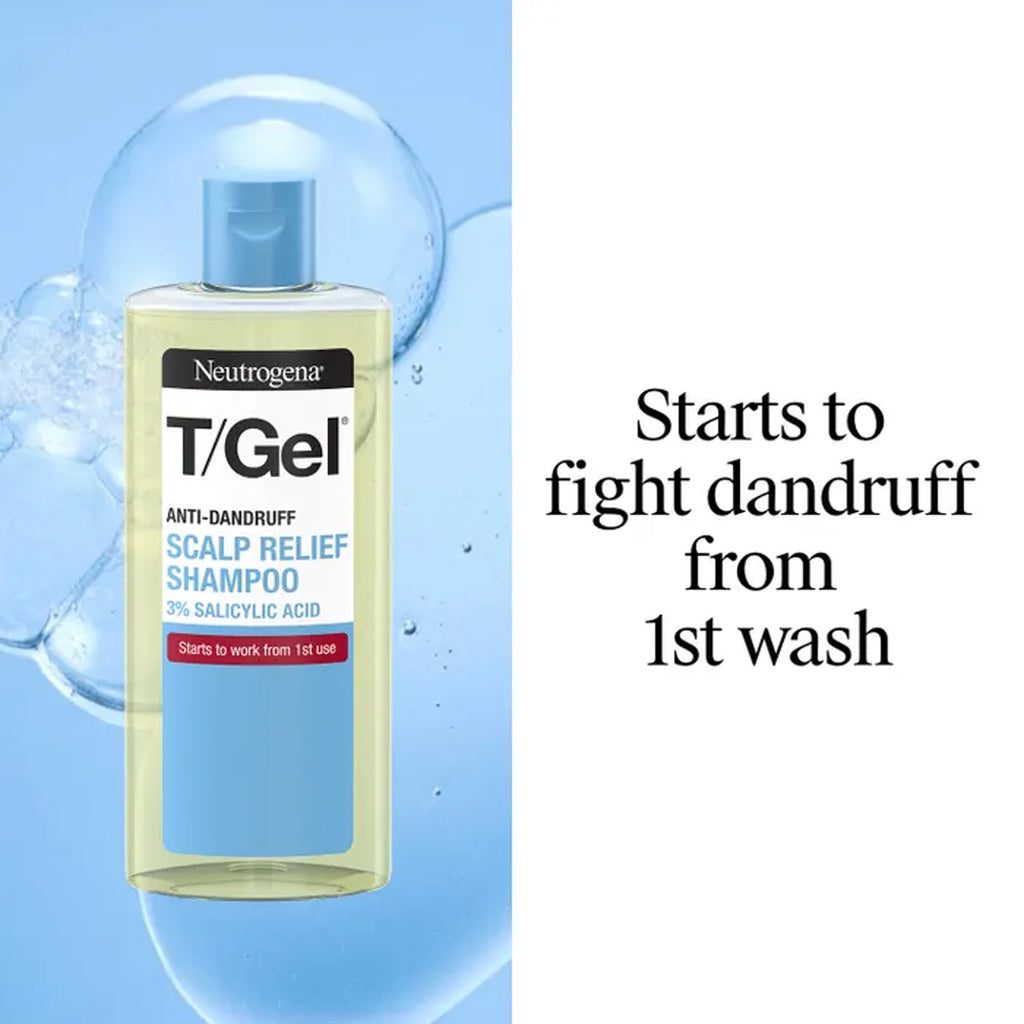 Neutrogena - T/Gel 3% Salicylic Acid + 0.75% Piroctone Olamine Fragrance-Free Anti-Dandruff Scalp Relief Shampoo Suitable For Color-Treated Hair - 250ml (Greece)
