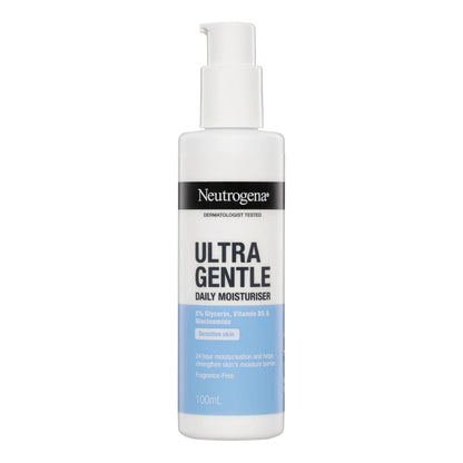 Neutrogena - Ultra Gentle Fragrance-Free Daily Moisturizer With 5% Glycerin, Vitamin B5 & Niacinamide For Sensitive Skin - 100ml (Korea)