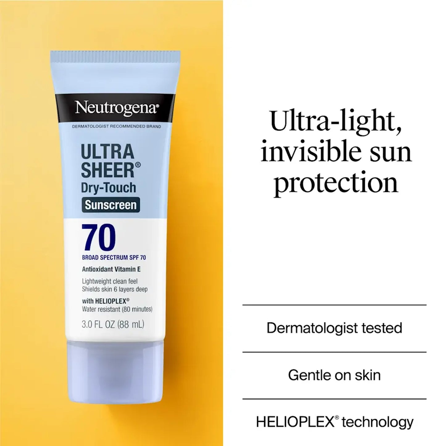 Neutrogena - Ultra Sheer Dry-Touch Water Resistant Antioxidant Vitamin E Sunscreen Broad Spectrum SPF 70 With Helipolex - 88ml (Canada)