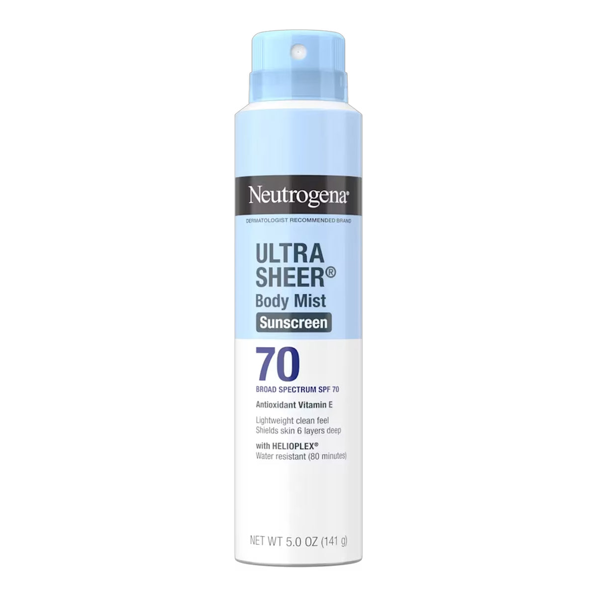 Neutrogena - Ultra Sheer Body Mist Antioxidant Vitamin E Sunscreen Broad Spectrum SPF 70 With Helipolex - 141g (USA)