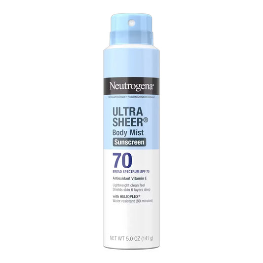 Neutrogena - Ultra Sheer Body Mist Antioxidant Vitamin E Sunscreen Broad Spectrum SPF 70 With Helioplex - 141g (USA)