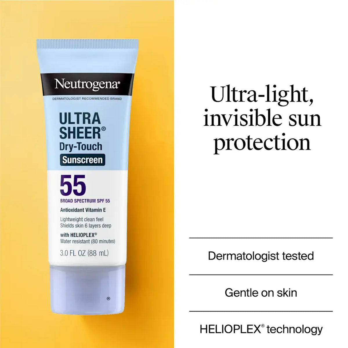 Neutrogena - Ultra Sheer Dry-Touch Water Resistant Antioxidant Vitamin E Sunscreen Broad Spectrum SPF 55 With Helioplex - 88ml (Canada)