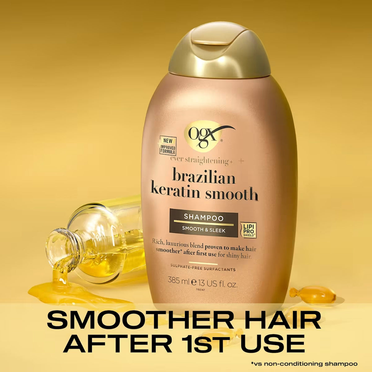 OGX - Ever Straightening+ Brazilian Keratin Smooth Smooth & Sleek Shampoo - 385ml (Greece)