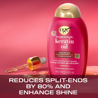 OGX - Strength & Length+ Keratin Oil Strength & Shine Shampoo - 385ml (Italy)