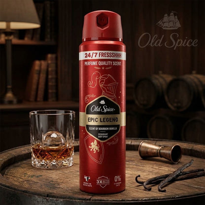Old Spice - Epic Legend Scent Of Bourbon Vanilla Deodorant Body Spray - 150ml (UK)